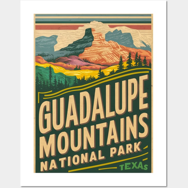 Vintage Guadalupe Mountains National Park Wall Art by Perspektiva